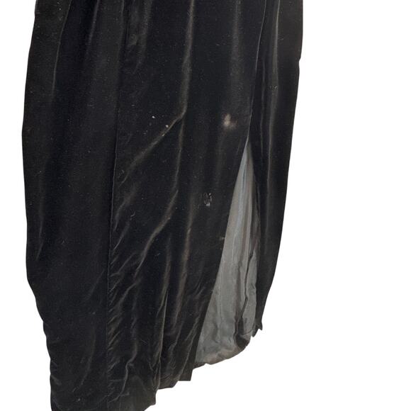 Nadine 90s Black Velvet White lace Crochet V Neck Prom Evening Dress Women 13 - Picture 3 of 13